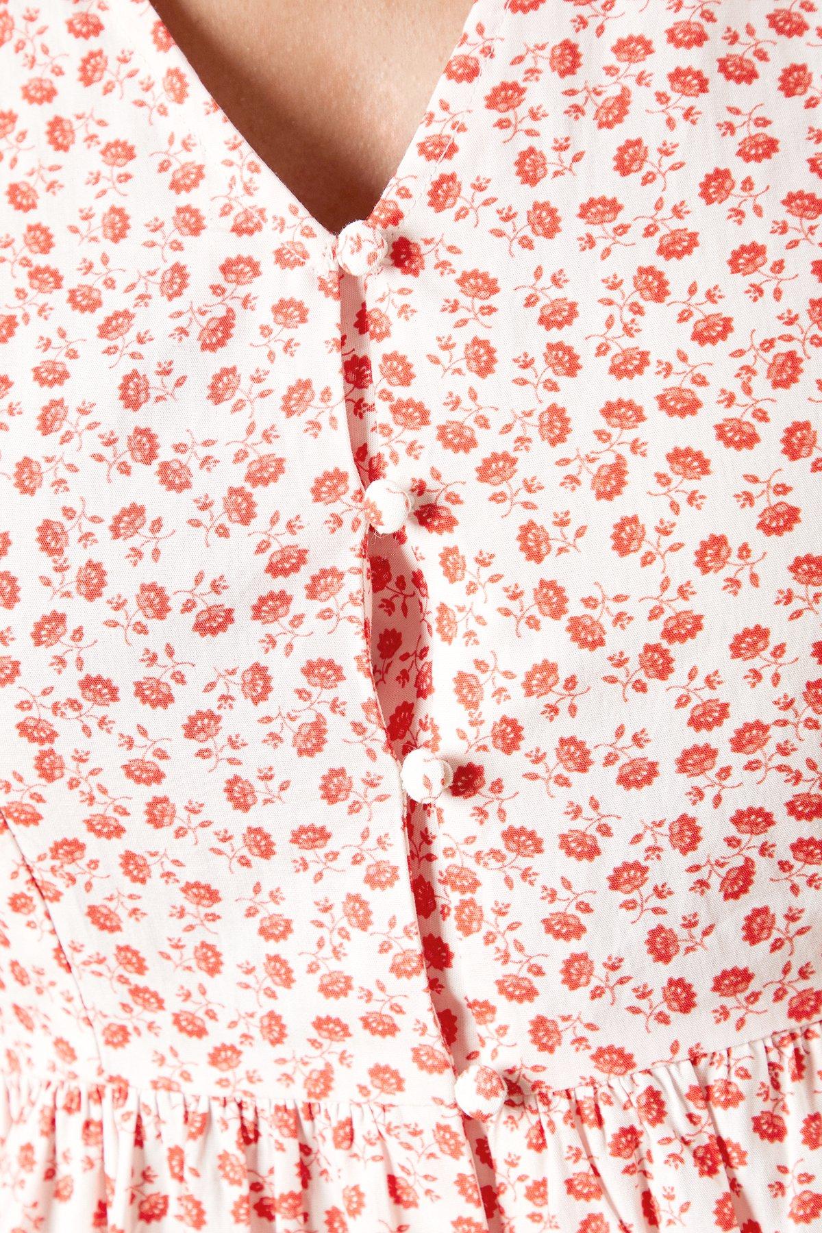 Dorothy Perkins Red Floral Button Up Printed Peplum Top Floral image 5