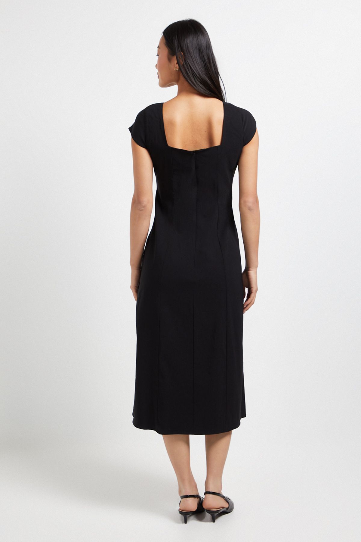 Dorothy Perkins Petite Bengaline Button Down Midi Dress Black image 3