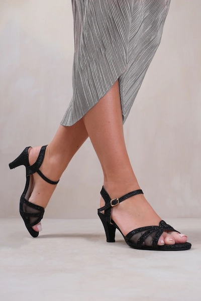 Where's That From 'Jillian' Wide Fit Diamante Mesh Strappy Heel