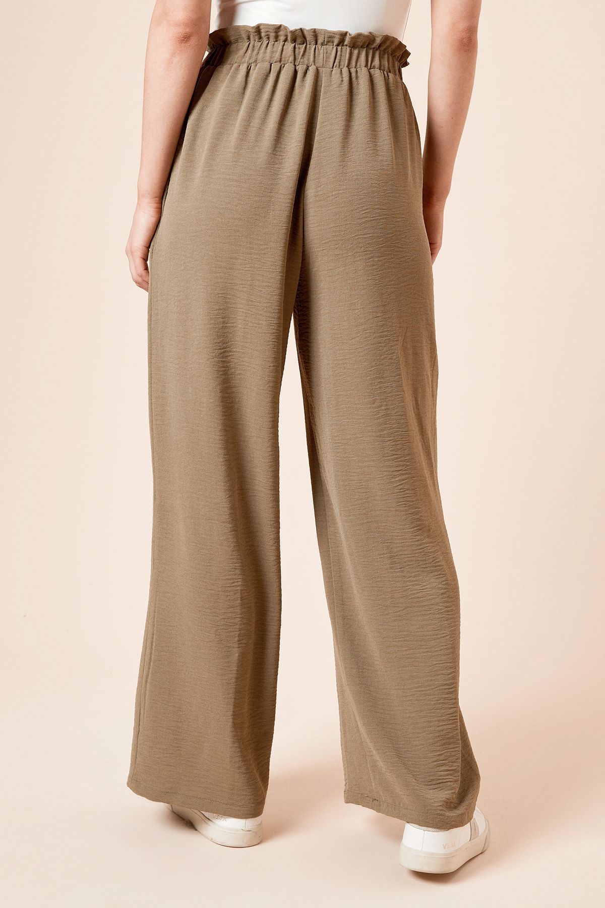 Dorothy Perkins Paperbag Waist Wide Leg Trouser Khaki image 3