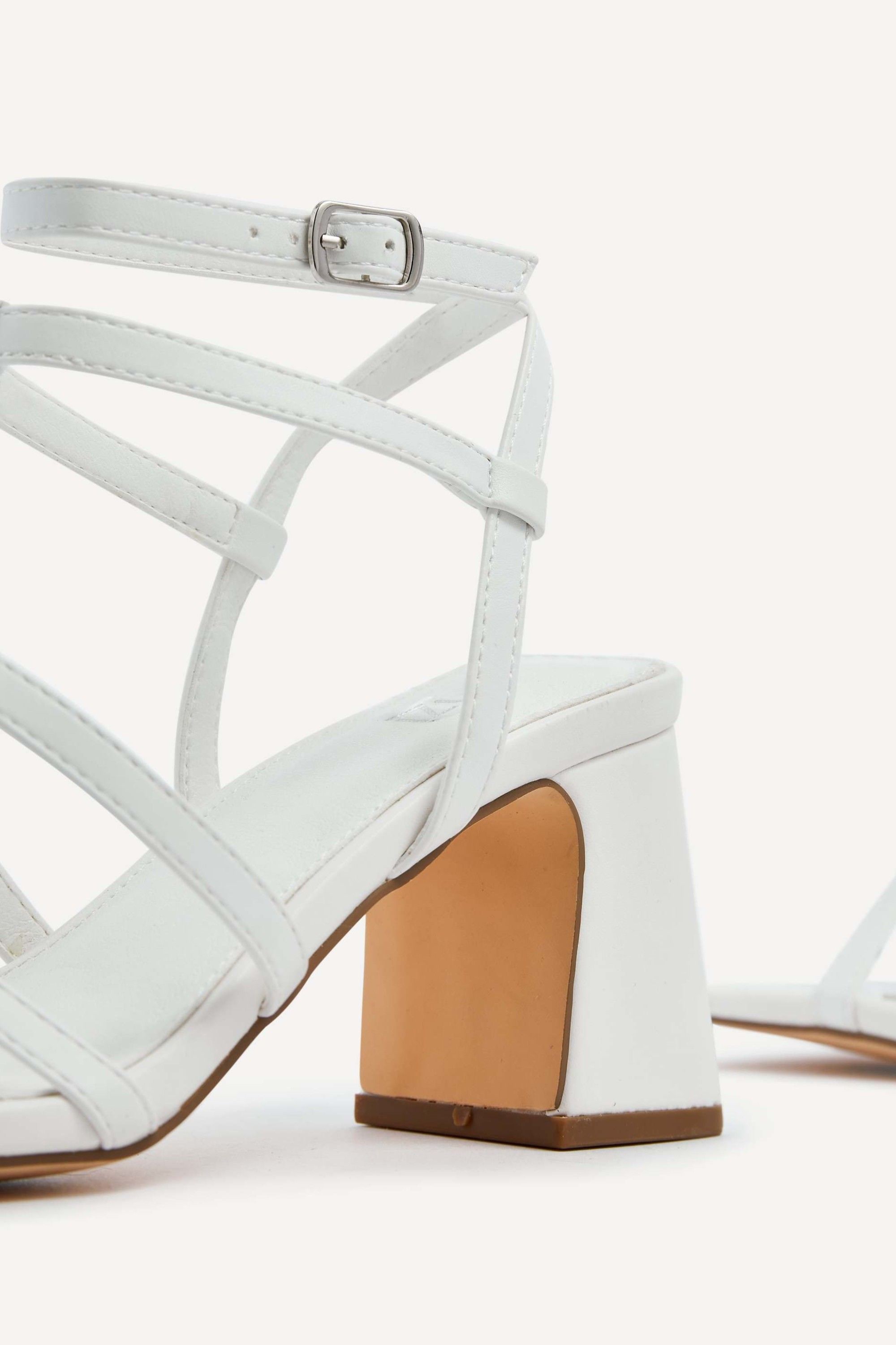 Linzi Velma White Faux Leather Gladiator Style Block Heel Sandal image 4