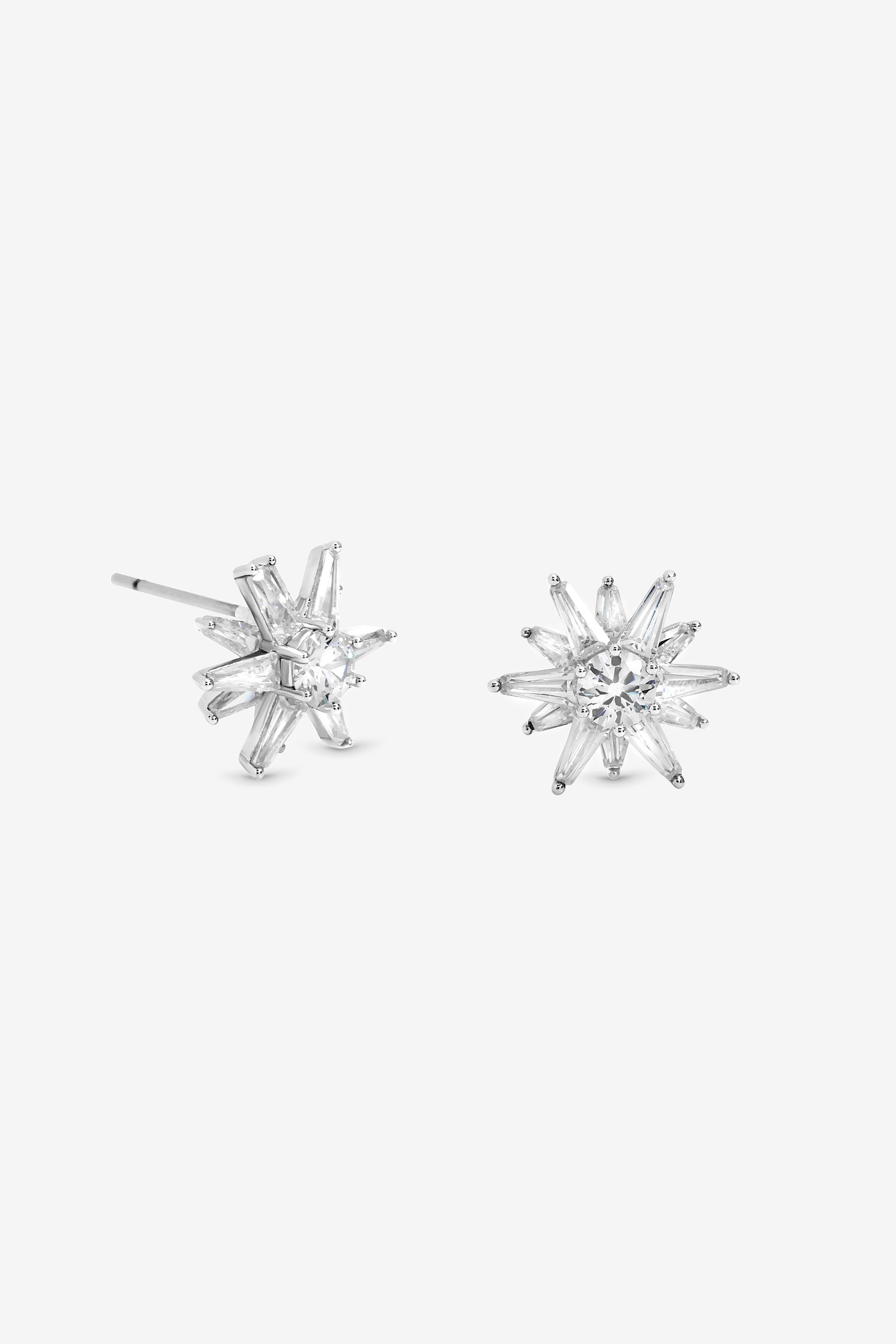 Jon Richard Silver Plated Cubic Zirconia Celestial Star Stud Earrings image 1
