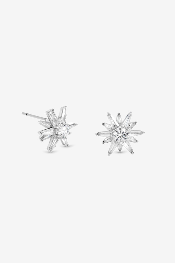 Jon Richard Silver Plated Cubic Zirconia Celestial Star Stud Earrings