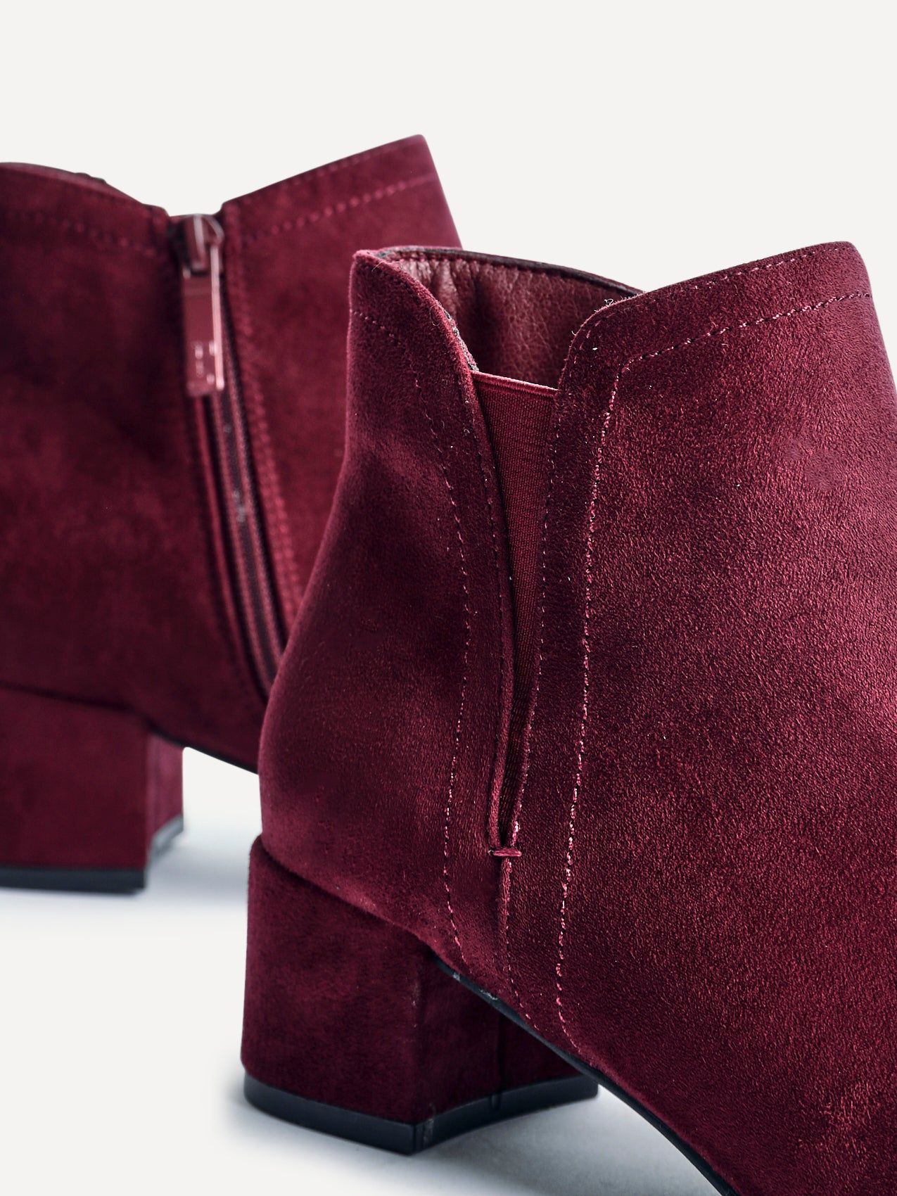 Linzi Manor Burgundy Faux Suede Block Heeled Ankle Boot image 5