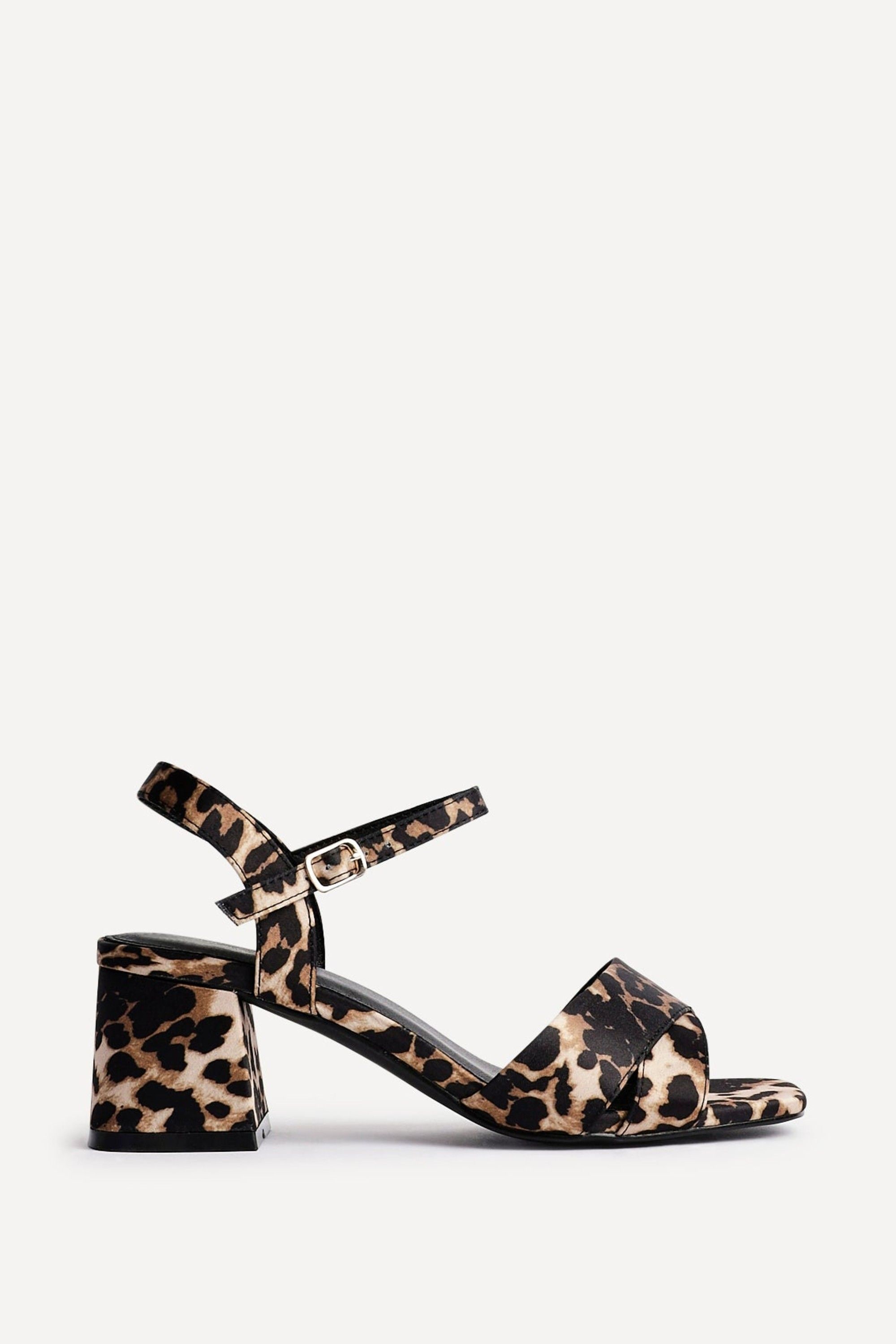Linzi Vivian Wide Fit Leopard Print Satin Block Heeled Sandals image 1