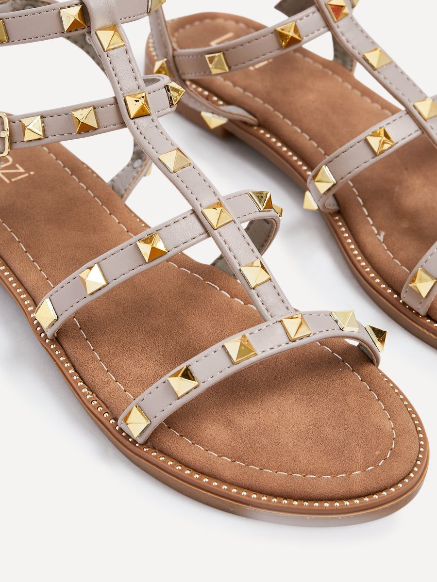 Linzi Billie Taupe Studded Gladiator Sandal image 5