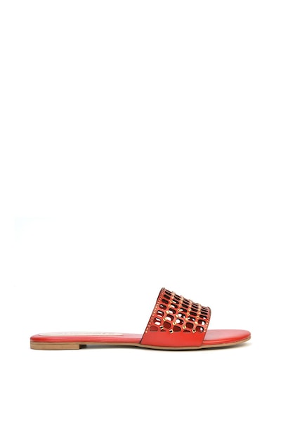 XY London 'Abbie' Mesh Strappy Diamante Slip On Flat Sandals Sliders