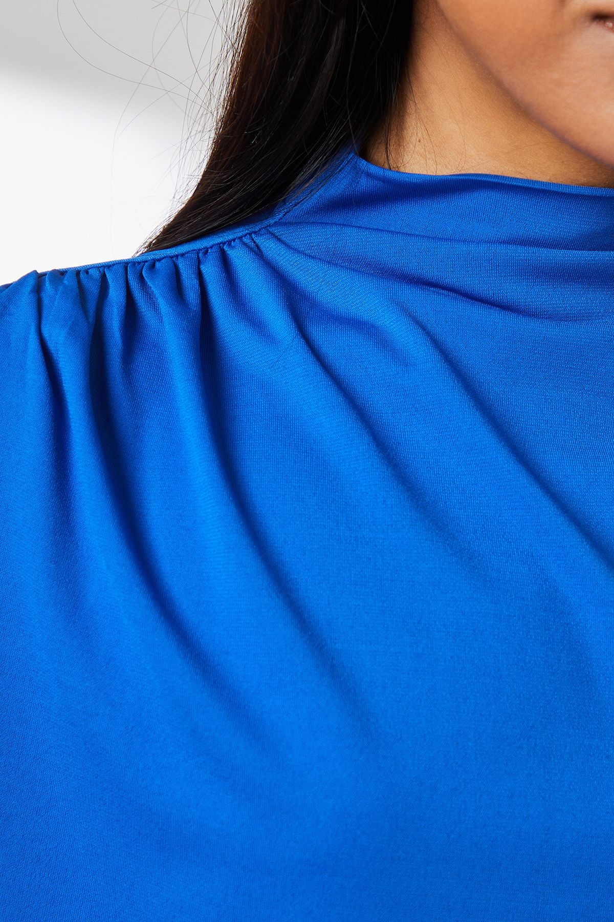 Principles Cobalt Drape Detail High Neck Jersey Top Cobalt image 5