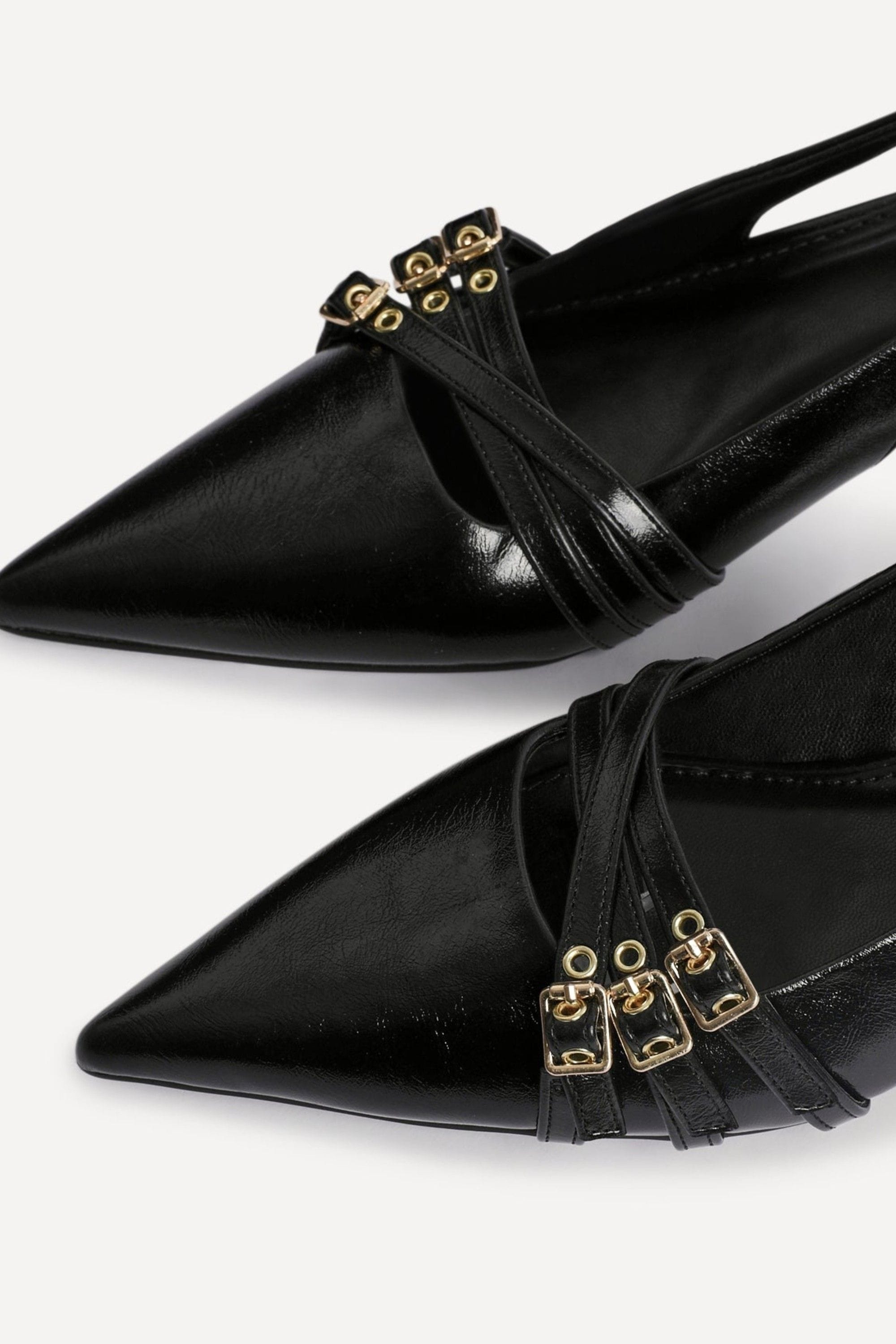 Linzi Retro Black Patent Kitten Court Heels image 4