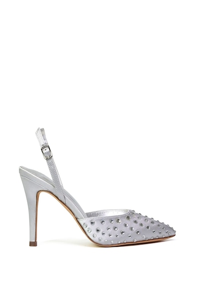 XY London 'Shelly' Strappy Slingback Pointed Toe Diamante Stiletto Bridal Heels