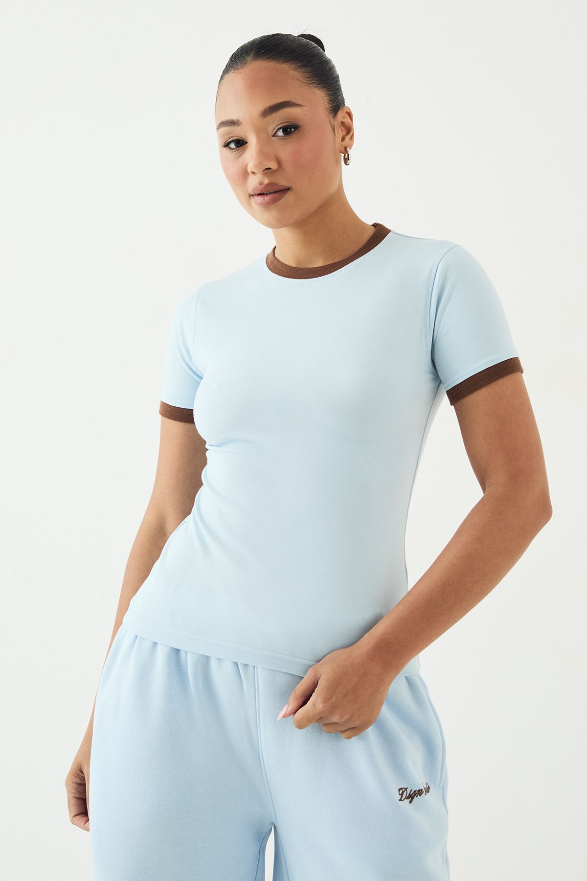 DSGN Studio DSGN Studio Contrast Fitted T-Shirt Light Blue