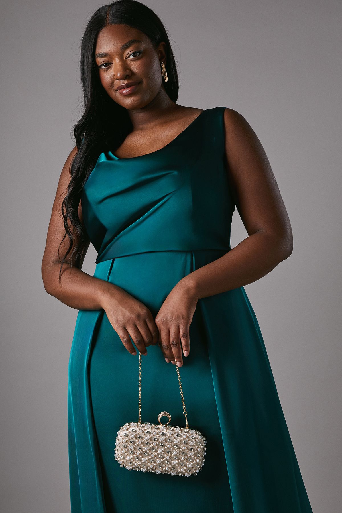 Coast Maldives Pearl Diamante Detail Hard Clutch Bag Gold image 2