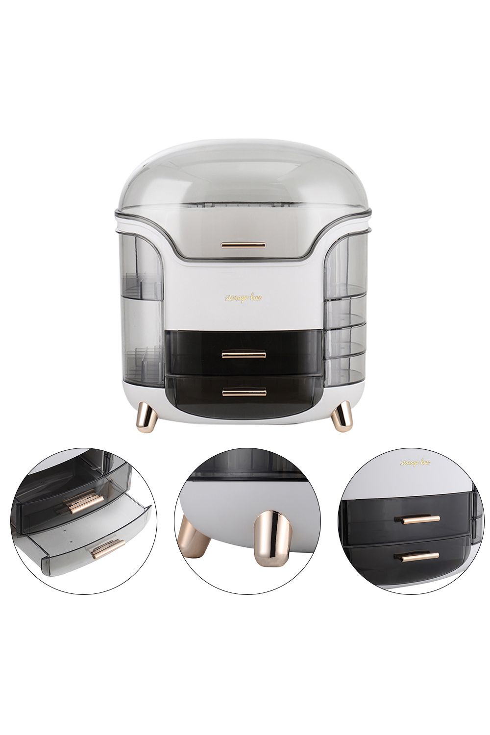 SHEONLY Makeup Storage Organiser with Clear Lid, Skincare Organiser Drawers Beauty Holder Cosmetic Organisers for Bathroom, DressingTable Organiser Dustproof Waterproof image 7