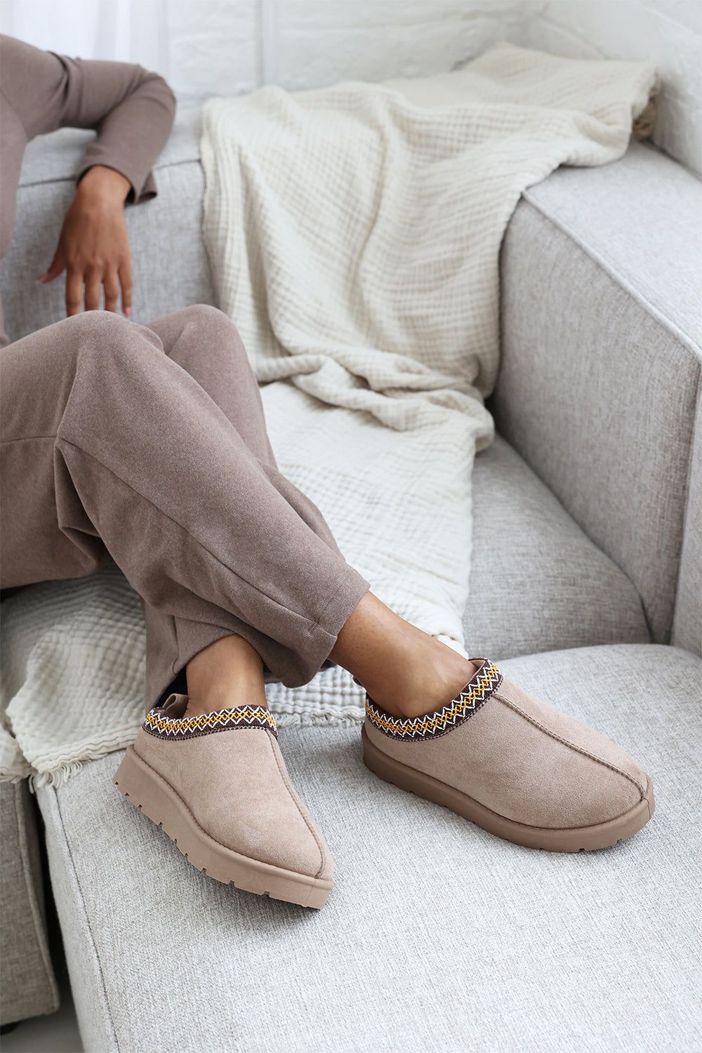 Where's That From 'Reina' Cosy Faux-Suede Fur Lining Slipper image 3