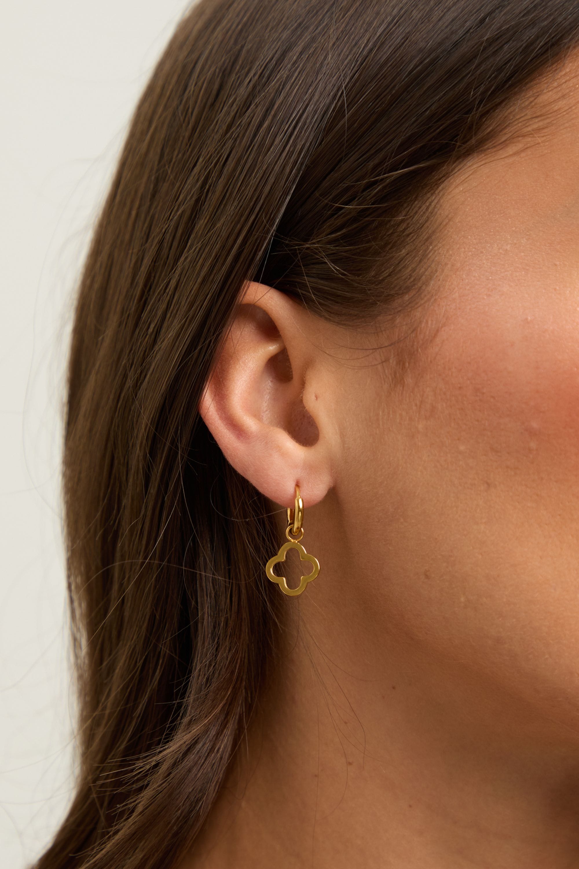 Jon Richard Waterproof Gold Plated Clover Huggie Hoops image 2