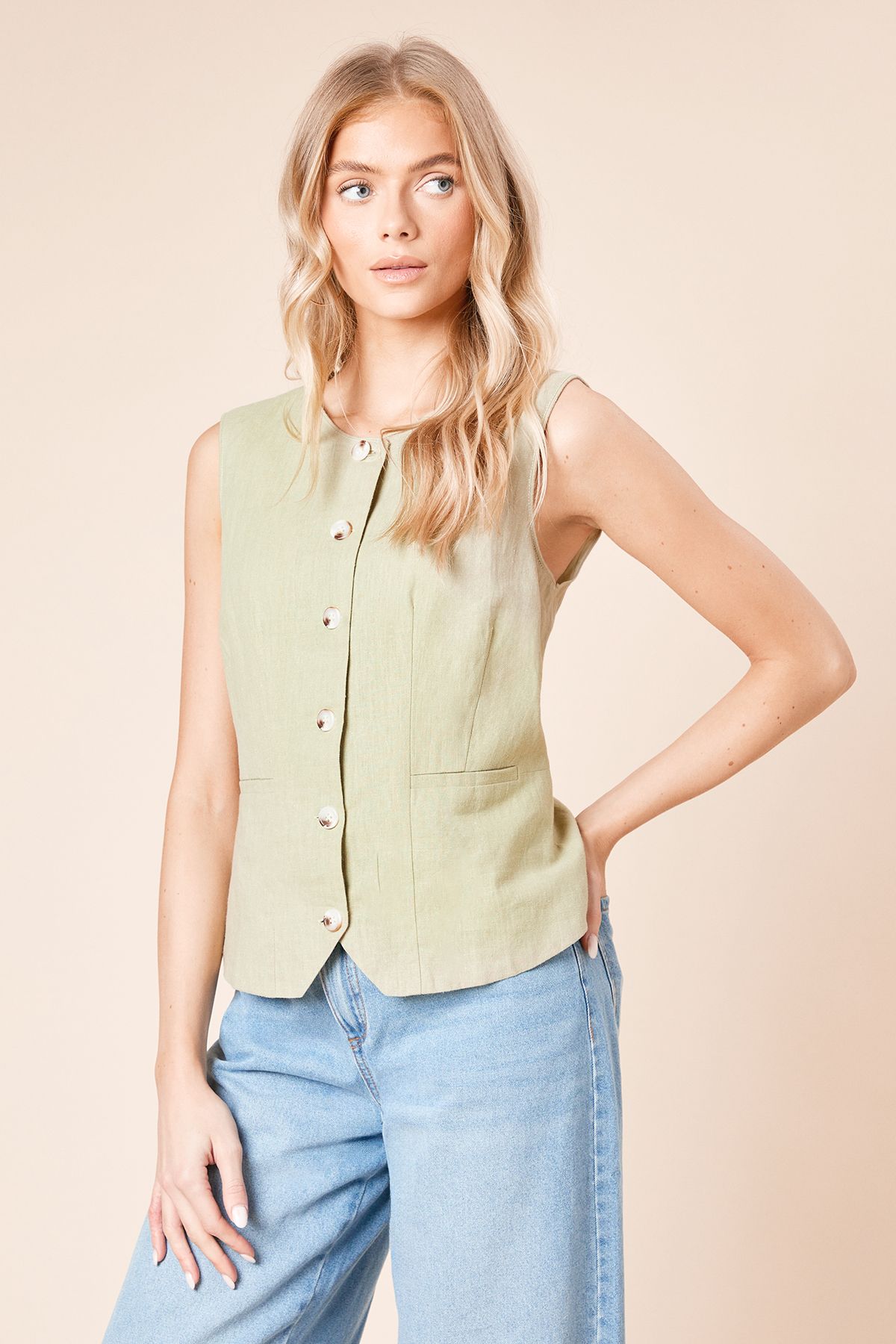 Dorothy Perkins Tailored Horn Button Jacket Sage image 1