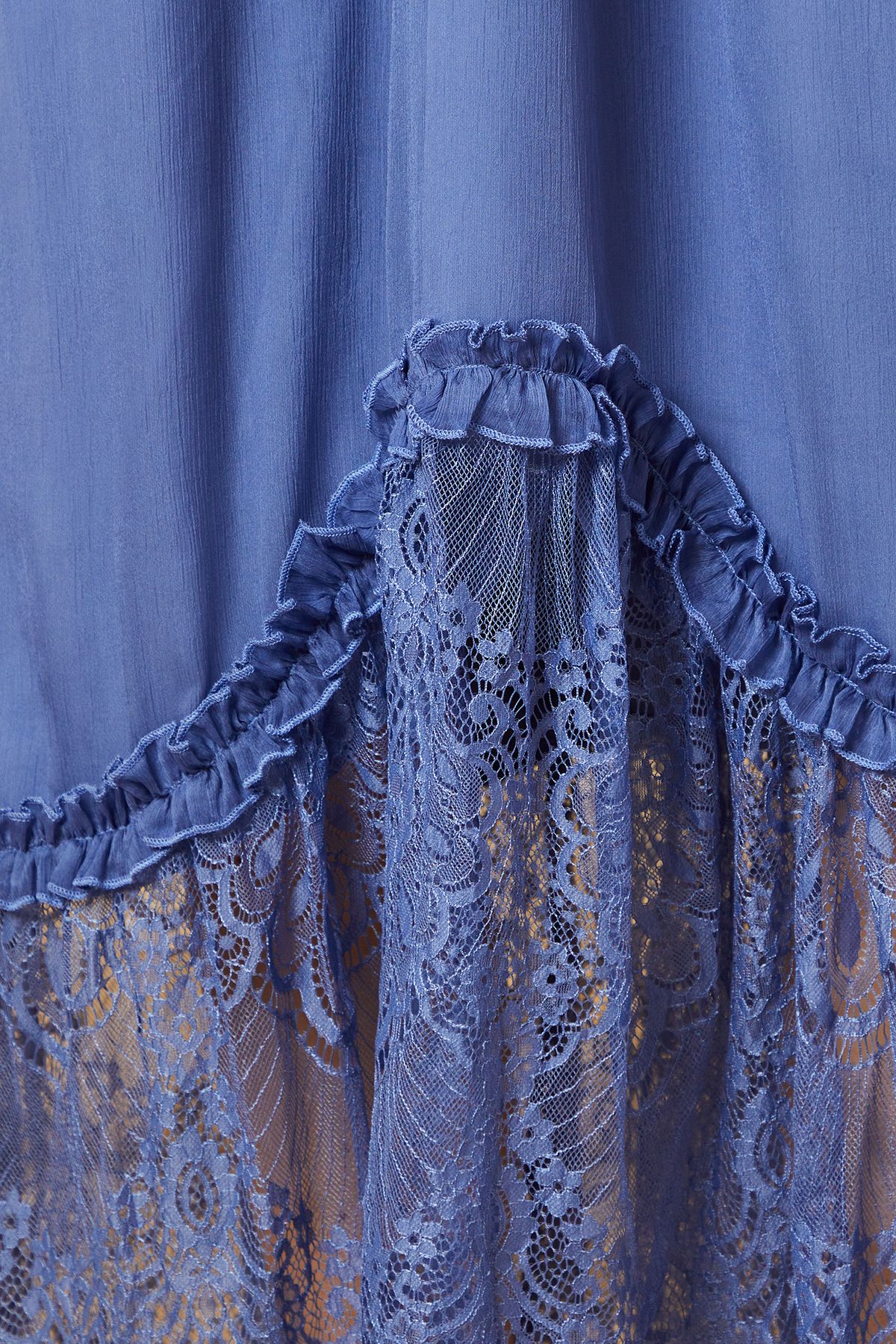 Oasis Babydoll Floaty Lace Detail Maxi Dress Blue image 5