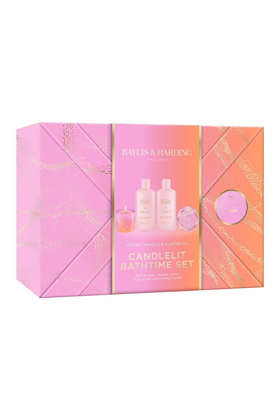 Baylis & Harding Jojoba, Vanilla & Almond Oil Gift Wrapped Candlelit Gift Set Multi image 2