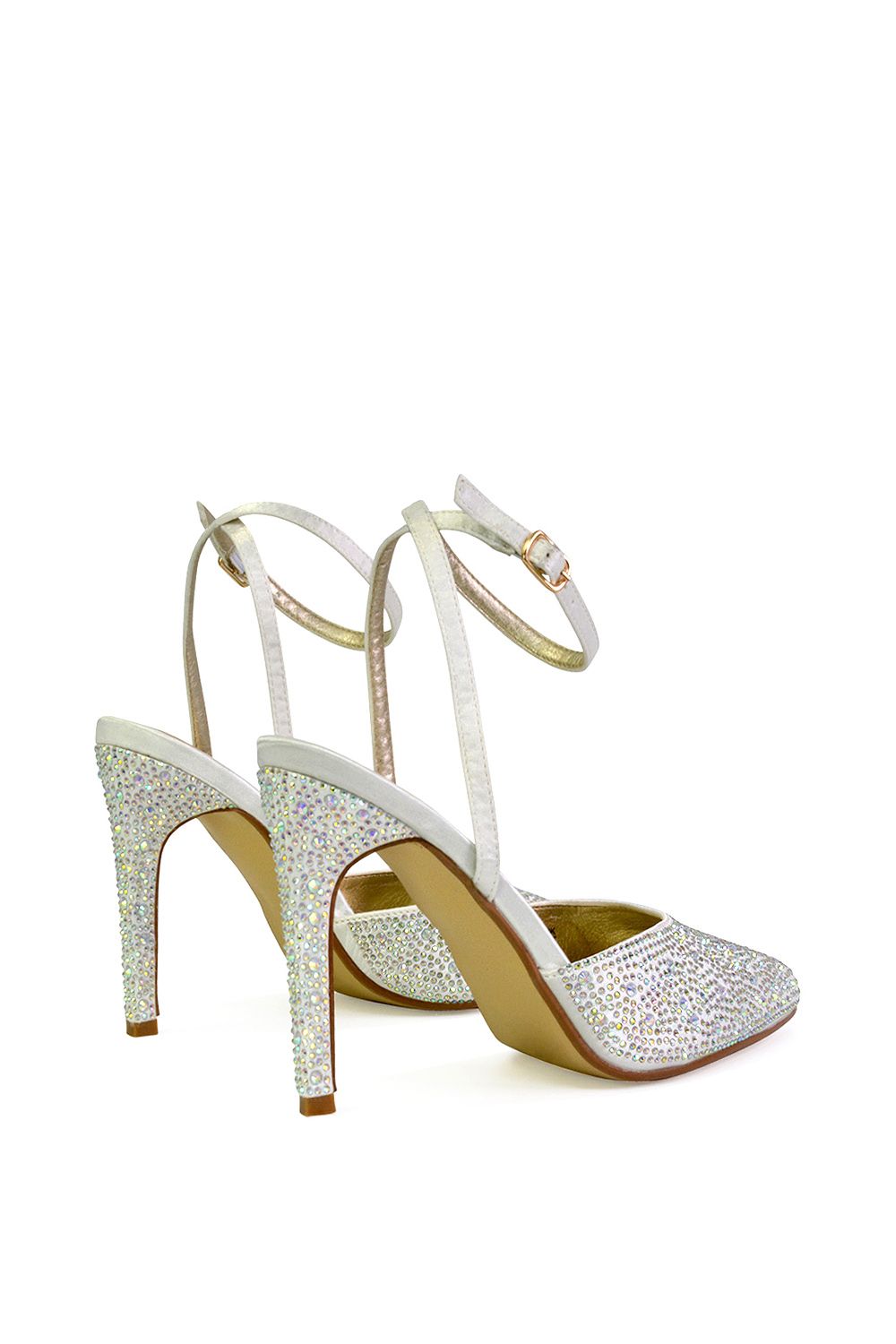 XY London 'Indyah' Diamante 2 Part Shoes Ankle Strap Stiletto High image 3