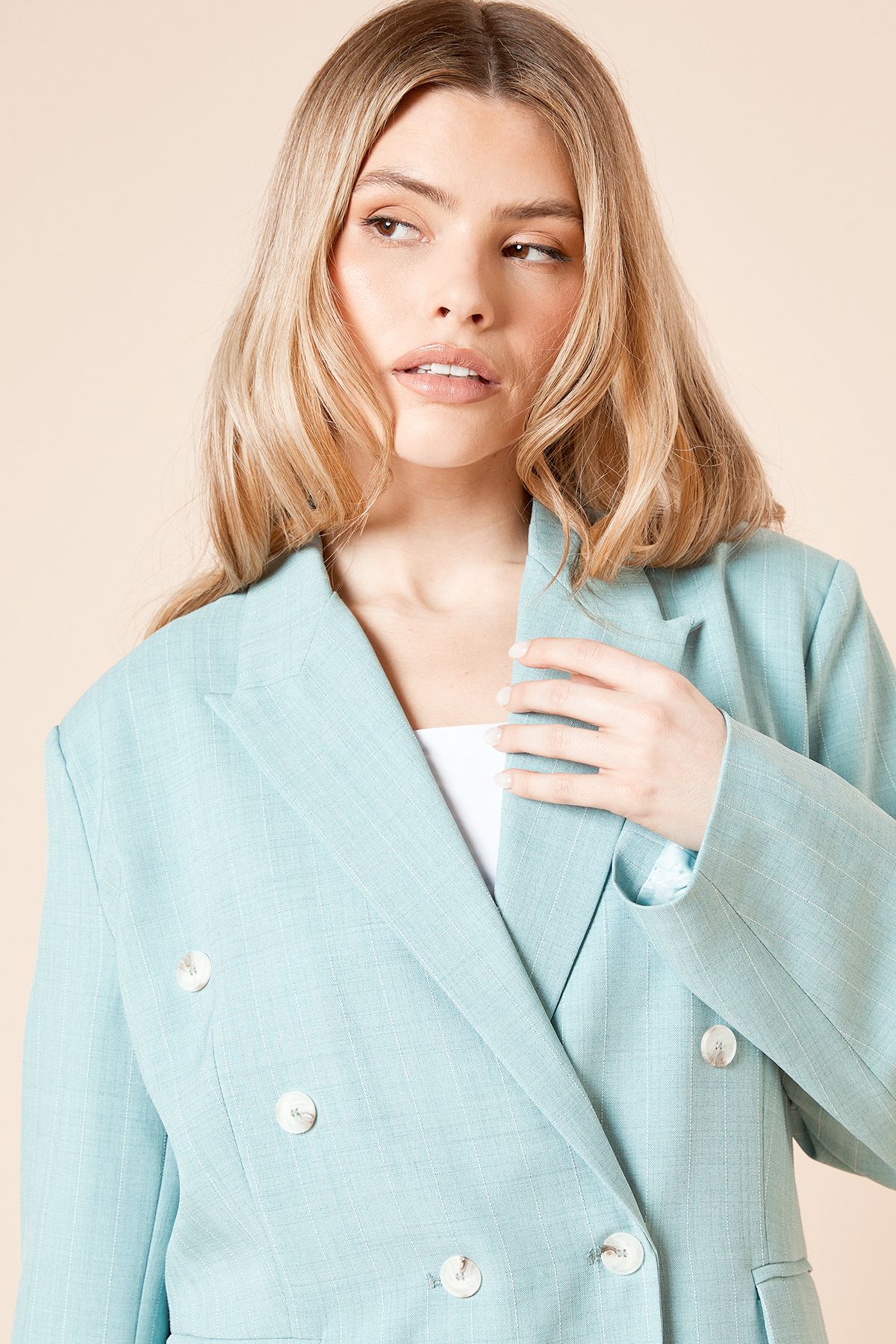 Dorothy Perkins Oversized Double Breasted Stripe Blazer Blue image 4