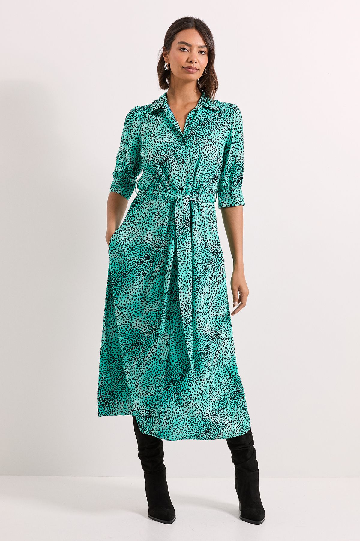 Dorothy Perkins Blue Animal Midi Shirt Dress Animal image 1