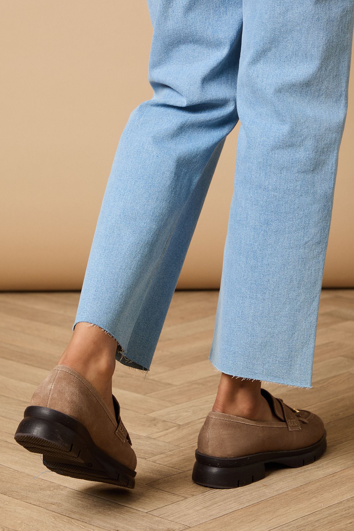 Oasis Brooke Suede Tassel Loafers Taupe image 3