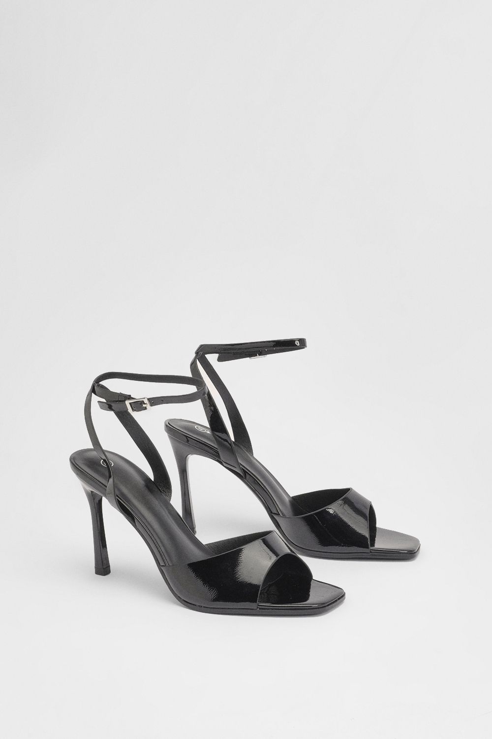 MissPap Faux Leather High Heeled Stiletto Open Toe Sandals True Black
