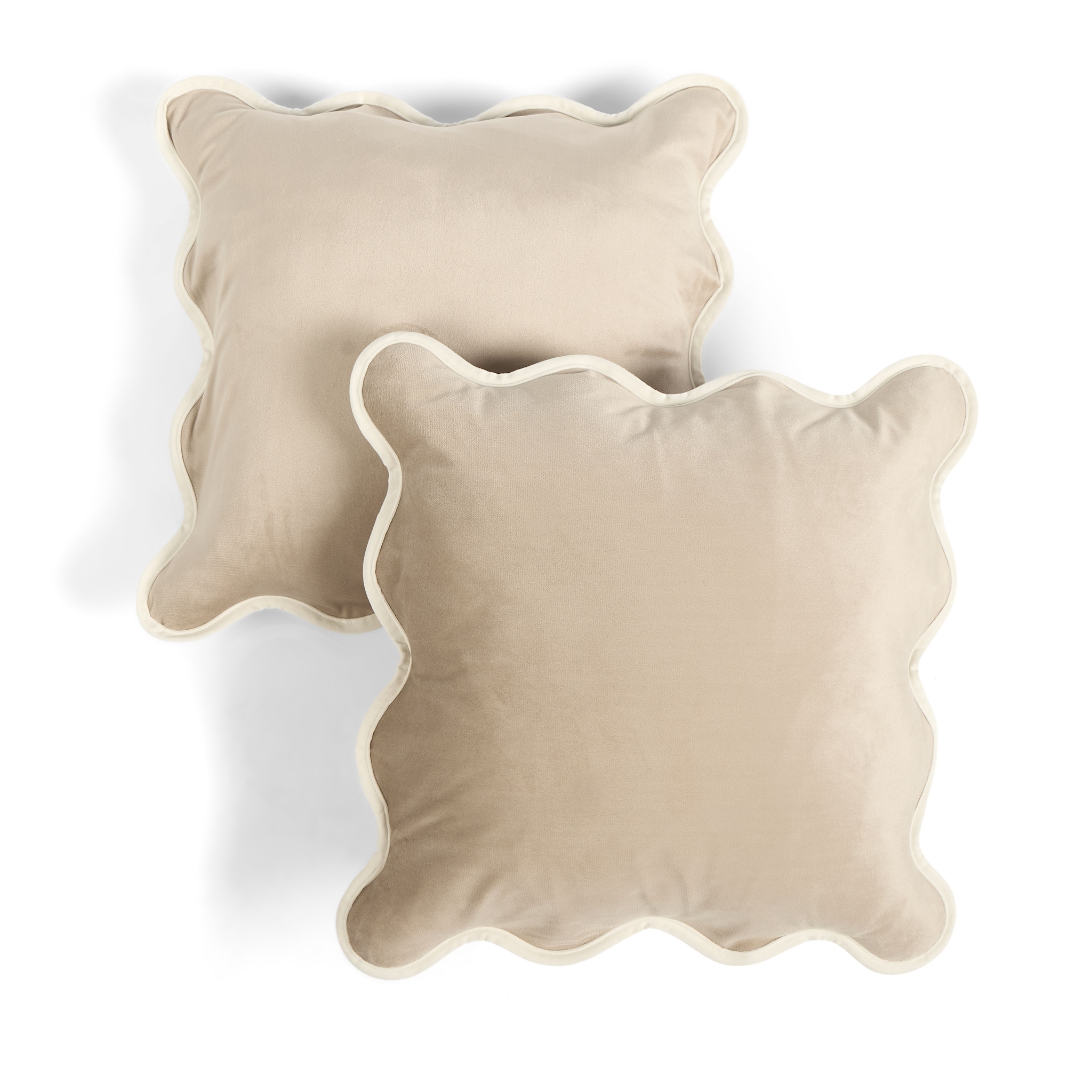 OHS 2 Pack Matte Velvet Scallop Edge Cushion Covers Home Decor Set image 3