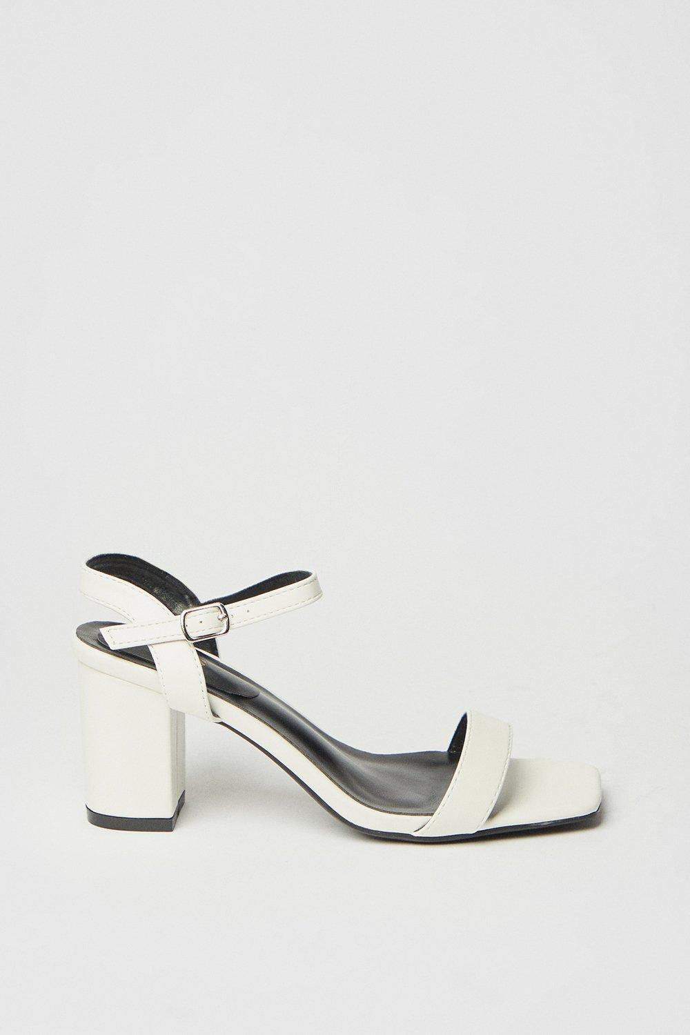 Oasis Mimosa High Block Heel Barely There Sandals White image 2