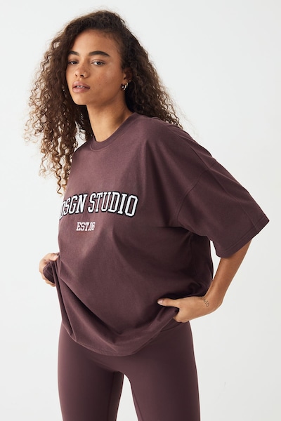 DSGN Studio DSGN Studio Applique Oversized T-shirt Chocolate