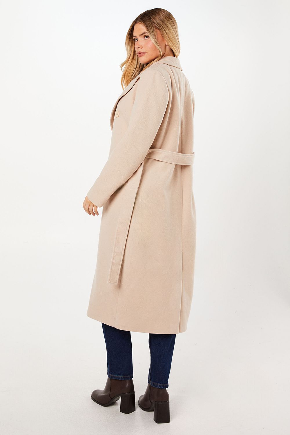 Dorothy Perkins Belted Midi Coat Mink image 3