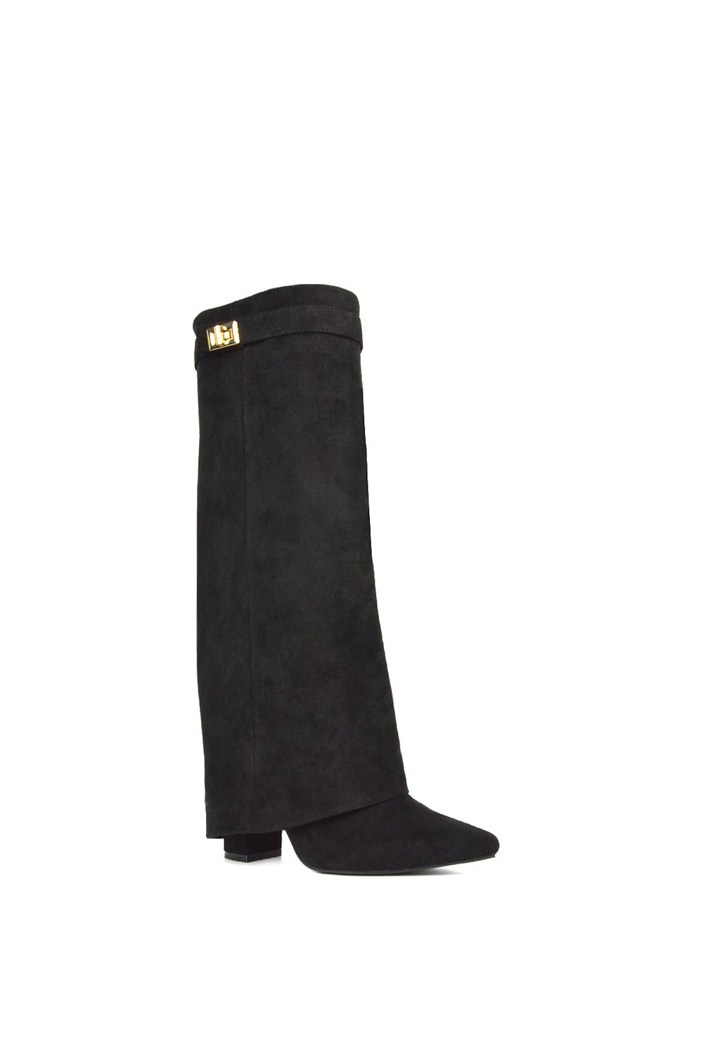 XY London 'Rayna' Block Heel Knee High Foldover Boots With Pointed Toe image 2