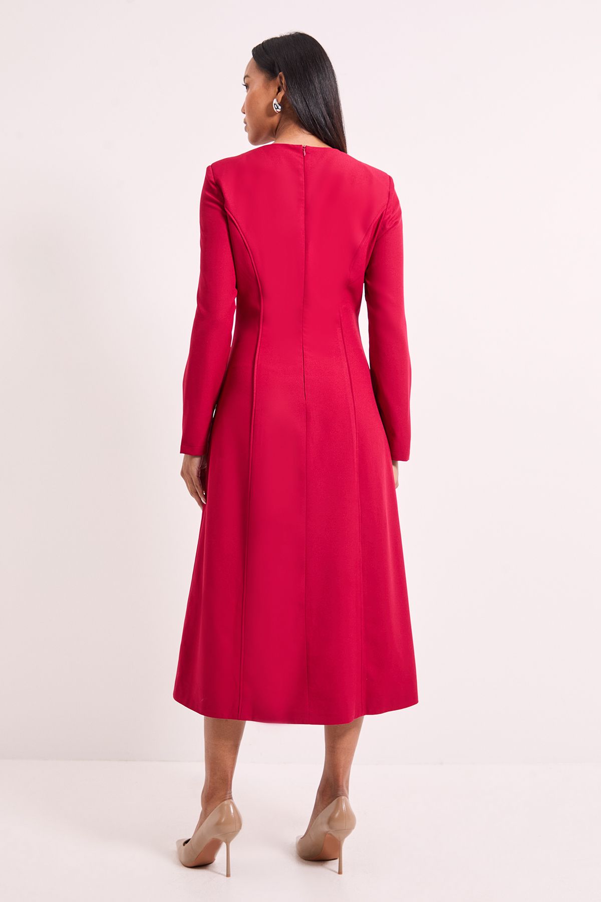 Principles Dark Berry Long Sleeve Binded Midi Dress Berry image 3