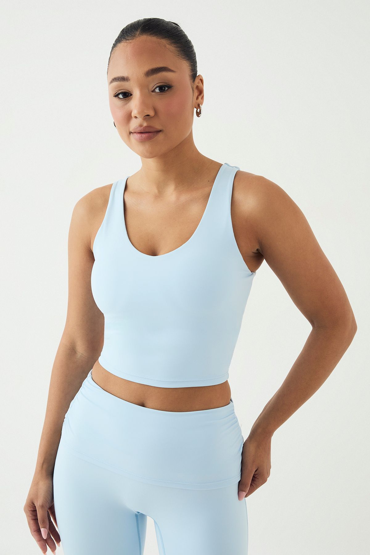 DSGN Studio DSGN Studio Ultra Sculpt Plunge Longline Sports Bra Light Blue image 1
