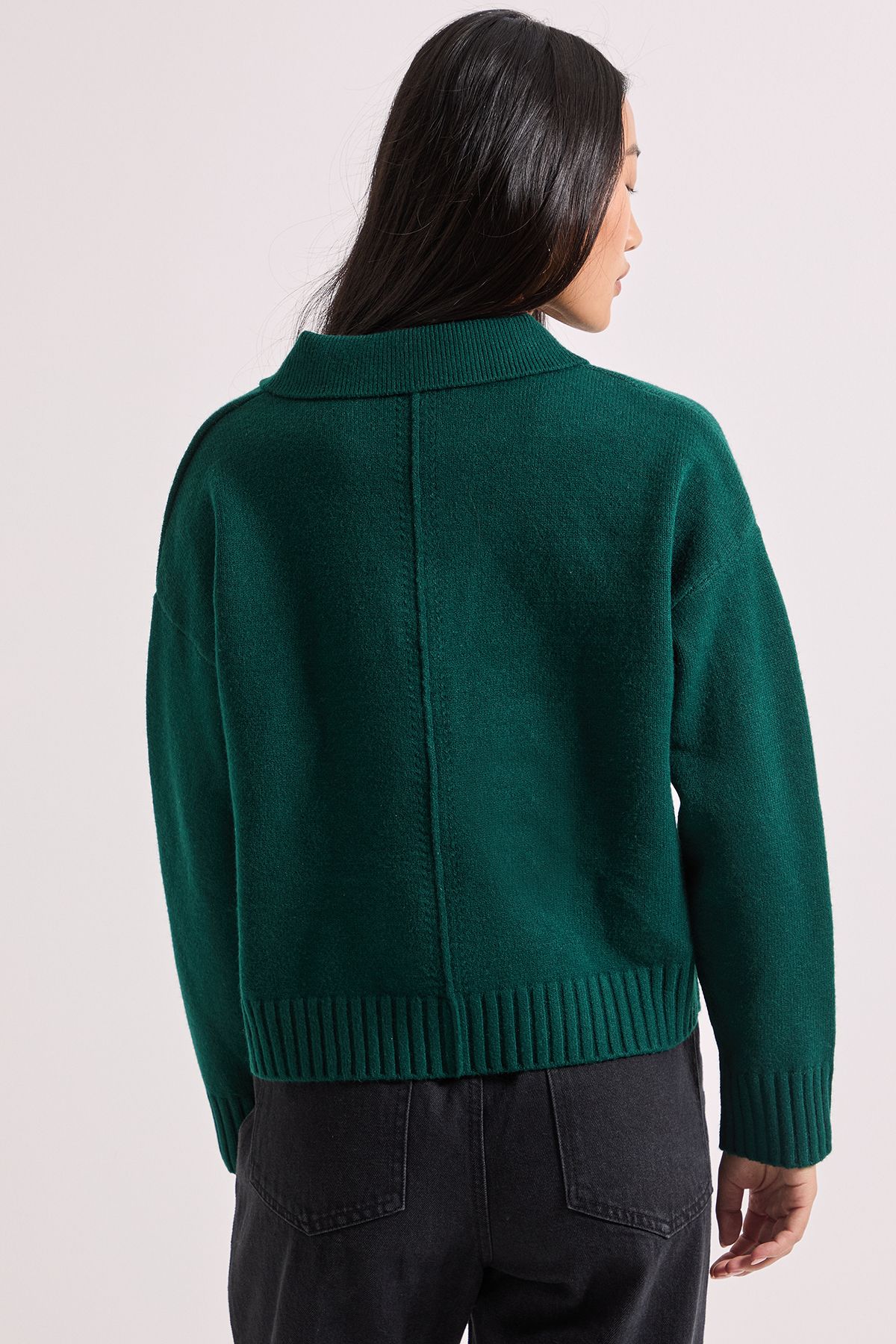 Dorothy Perkins Petite Polo Collared Jumper Bottle Green image 3