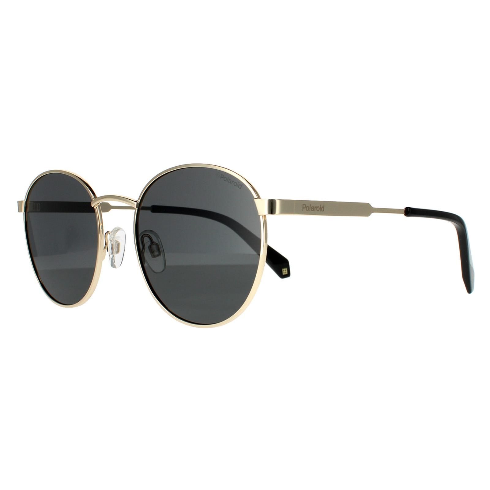 Polaroid Round Gold Grey Grey Polarized Sunglasses image 2