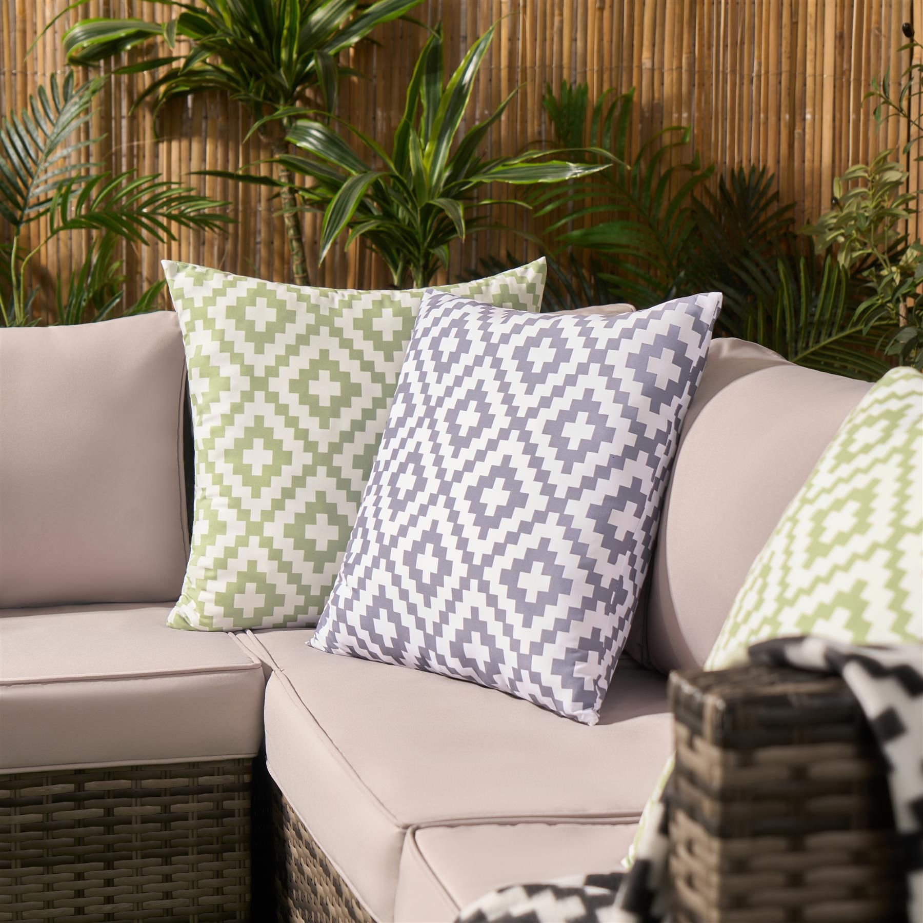 OHS 2 Pack  Geometric Cushion Filled Water Resistant Outdoor Garden image 6
