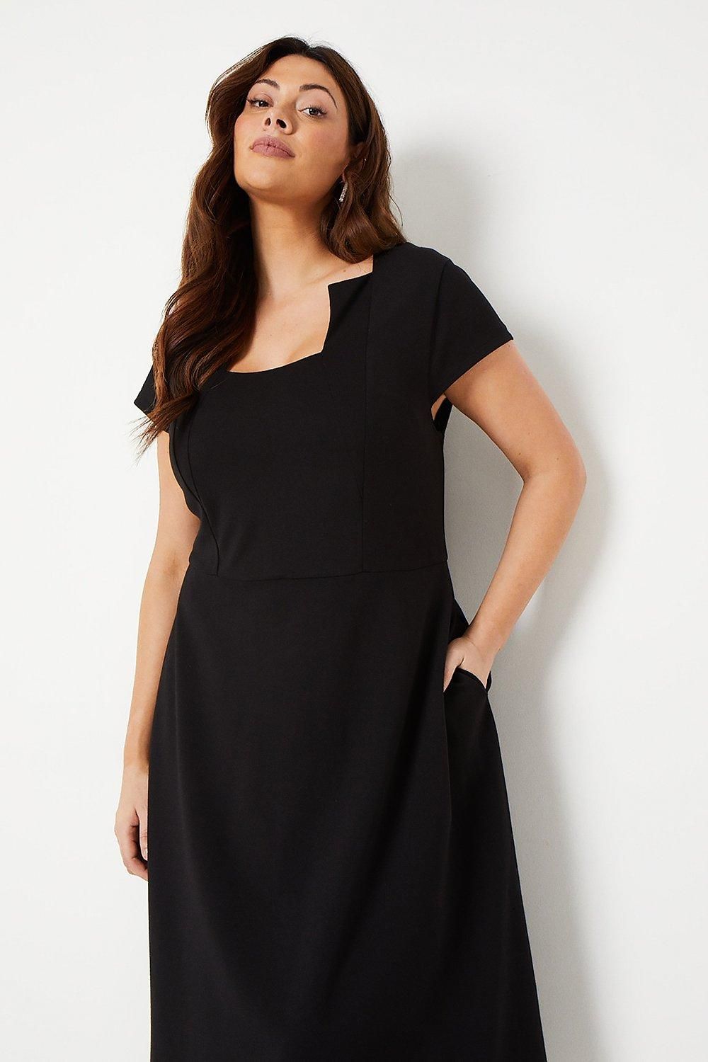 Coast Plus Ponte Midi Dress With Square Neckline Black image 4