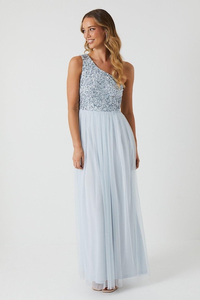 Coast Sequin Mesh Top Two In One Bridesmaid Dress Ice Blue