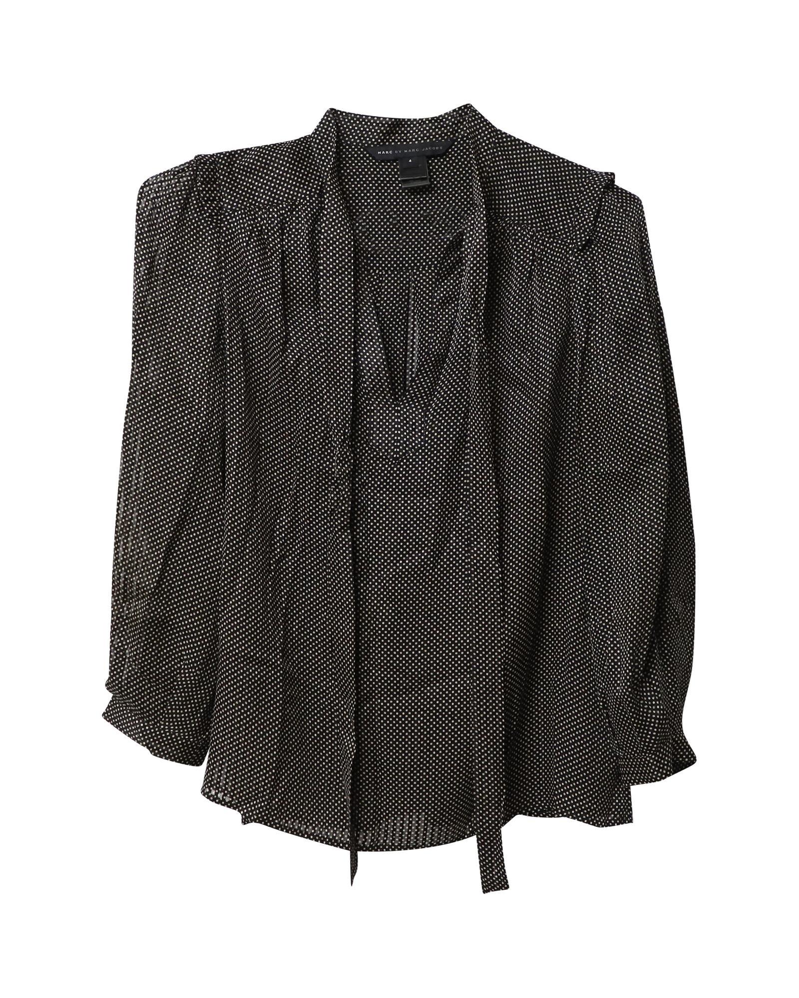 Marc Jacobs Preloved Polka Dot Blouse Three Quarter Sleeves Wo - Black image 5
