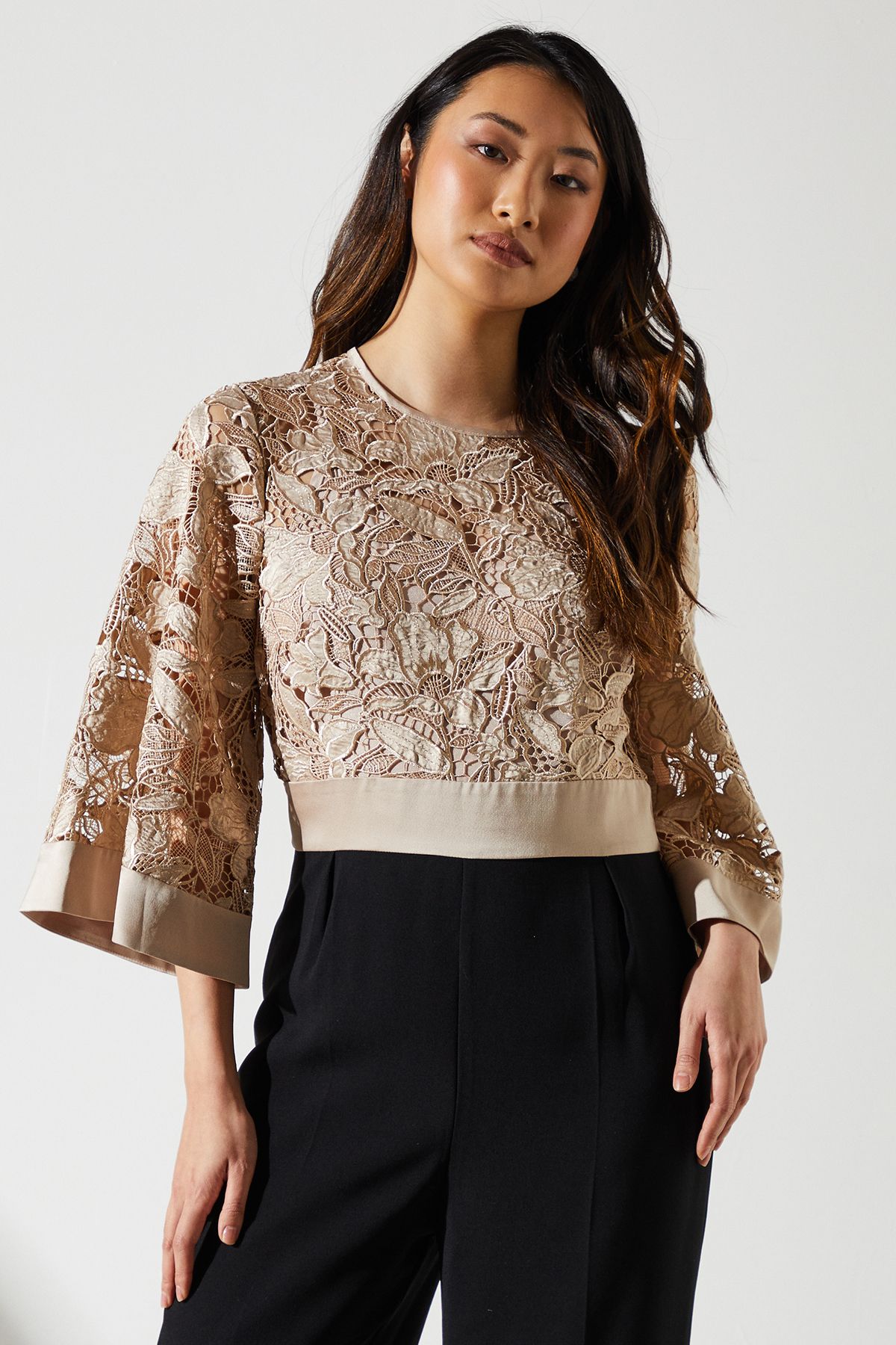 Coast Lace Kimono Sleeve Jumpsuit Champagne image 4