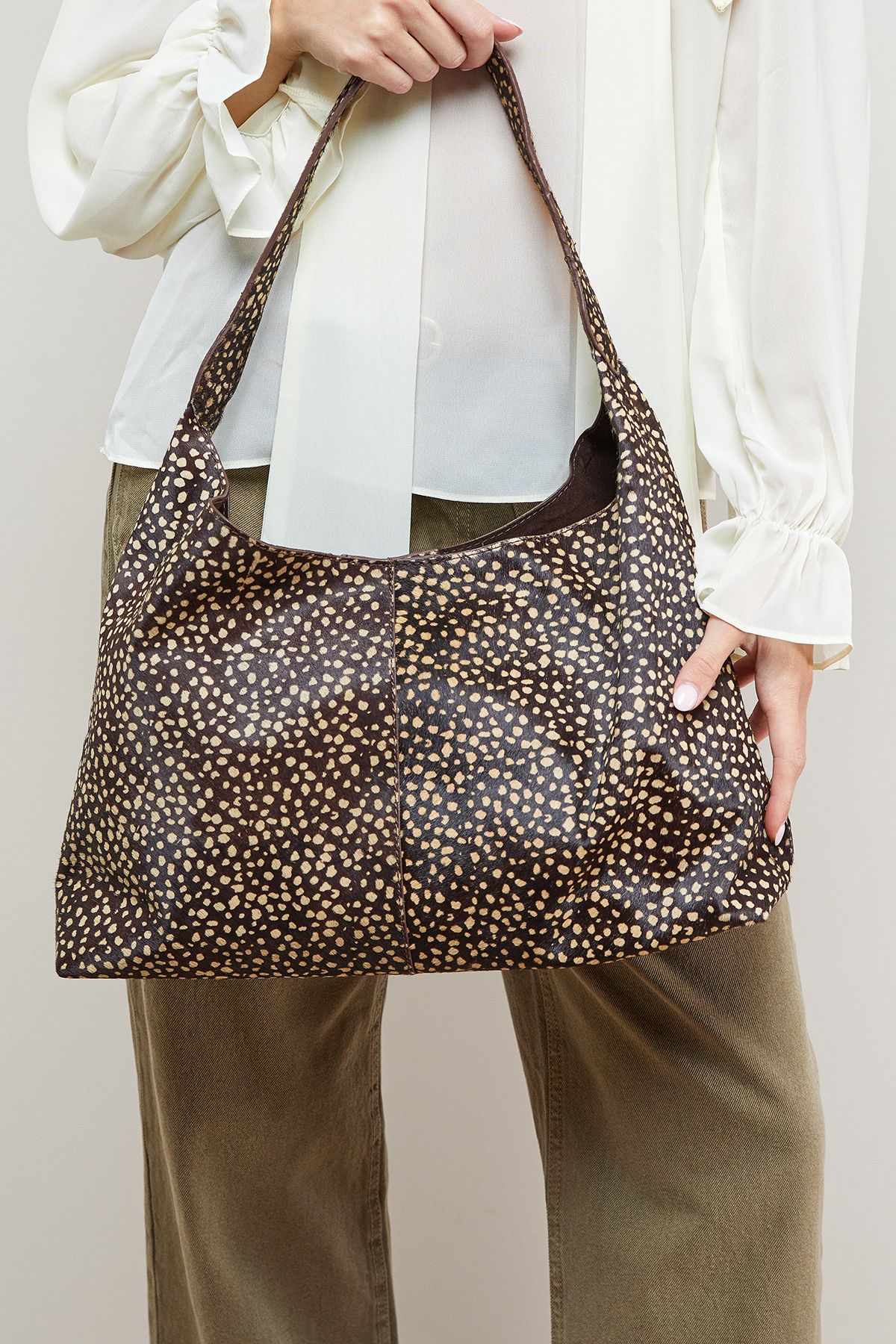 Oasis Jessie Real Leather Deer Print Slouch Bags Brown image 2