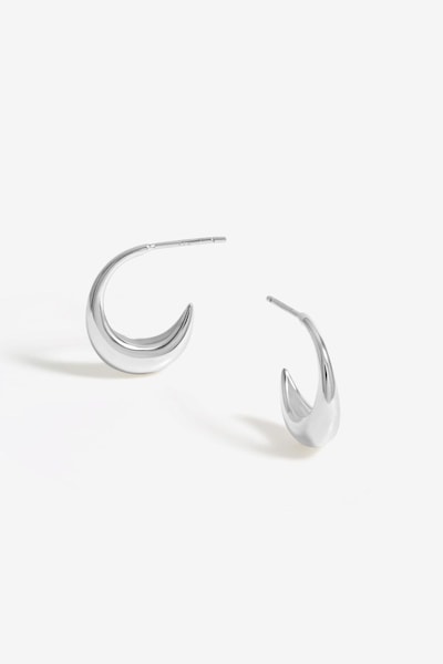 Simply Silver Sterling Silver 925 Polished Curved Hoop Earrings