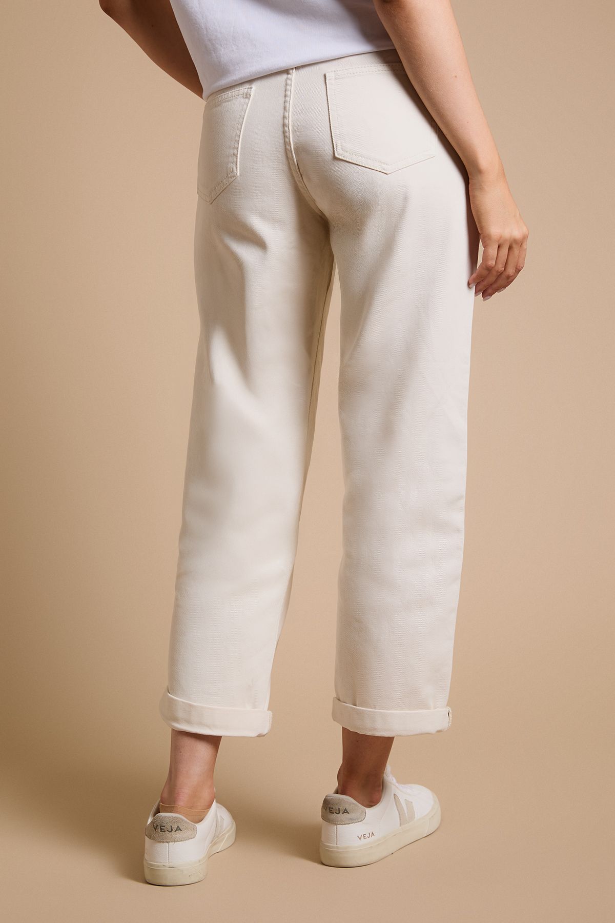 Dorothy Perkins Boyfriends Ankle Grazer Fold Up Jeans Ecru image 3