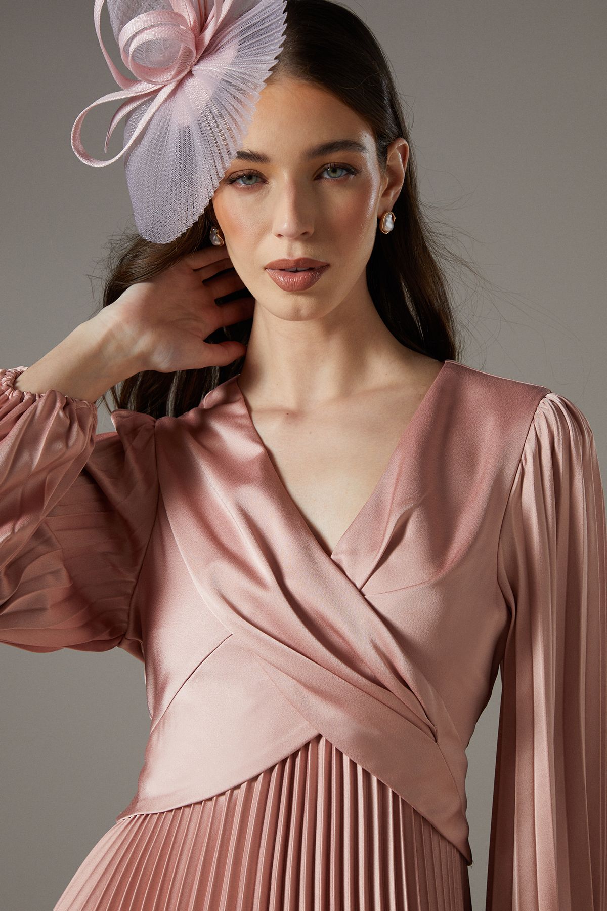 Coast Petite Pleat Skirt Midi Dress Rose image 2