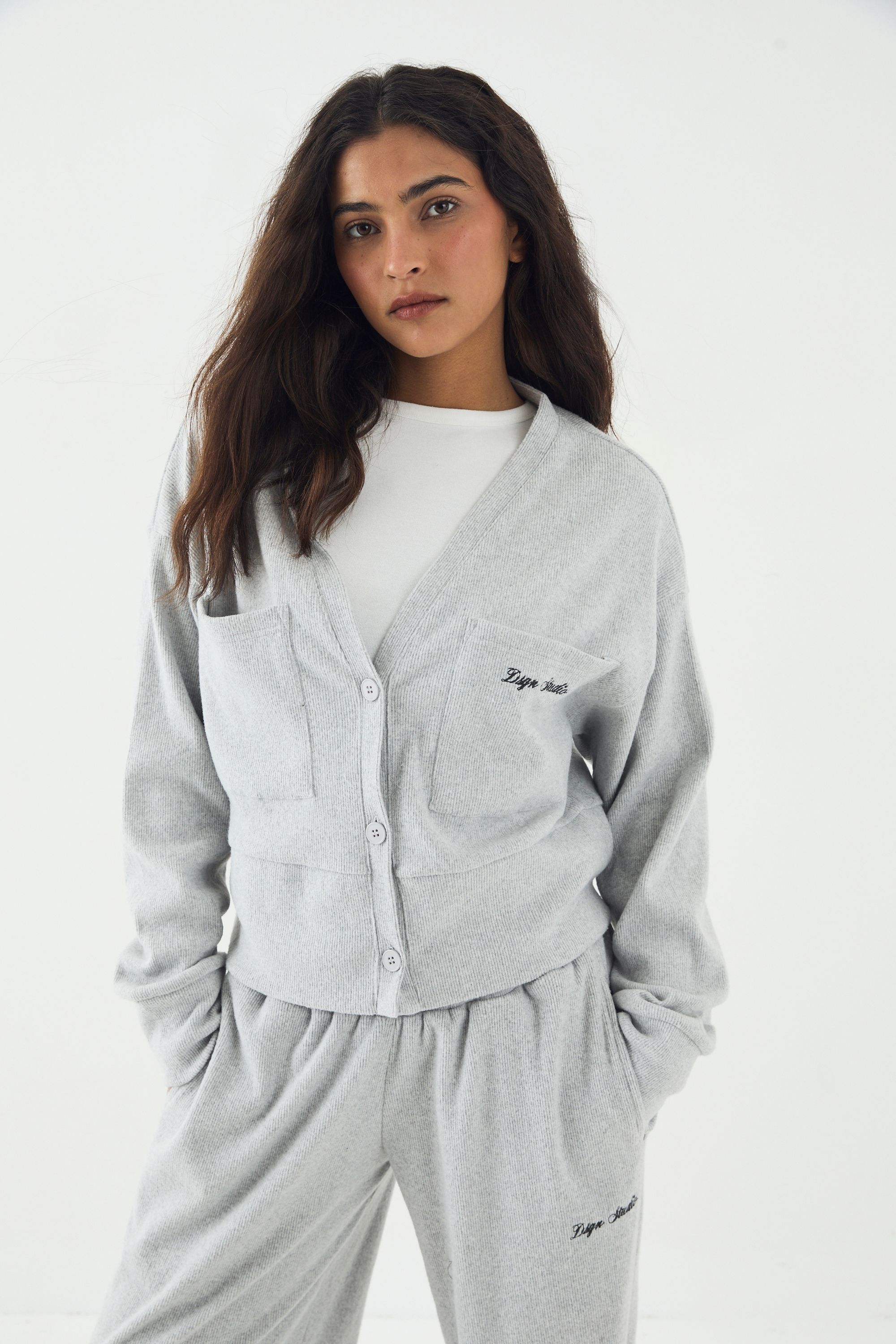 DSGN Studio DSGN Studio Brushed Rib Slouchy Sweatshirt Ash Grey image 3