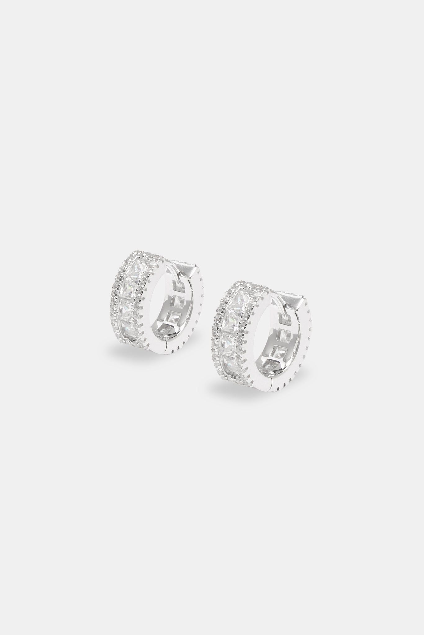 Cernucci 925 Clear CZ Baguette Hoop Earrings - White - 10mm image 1