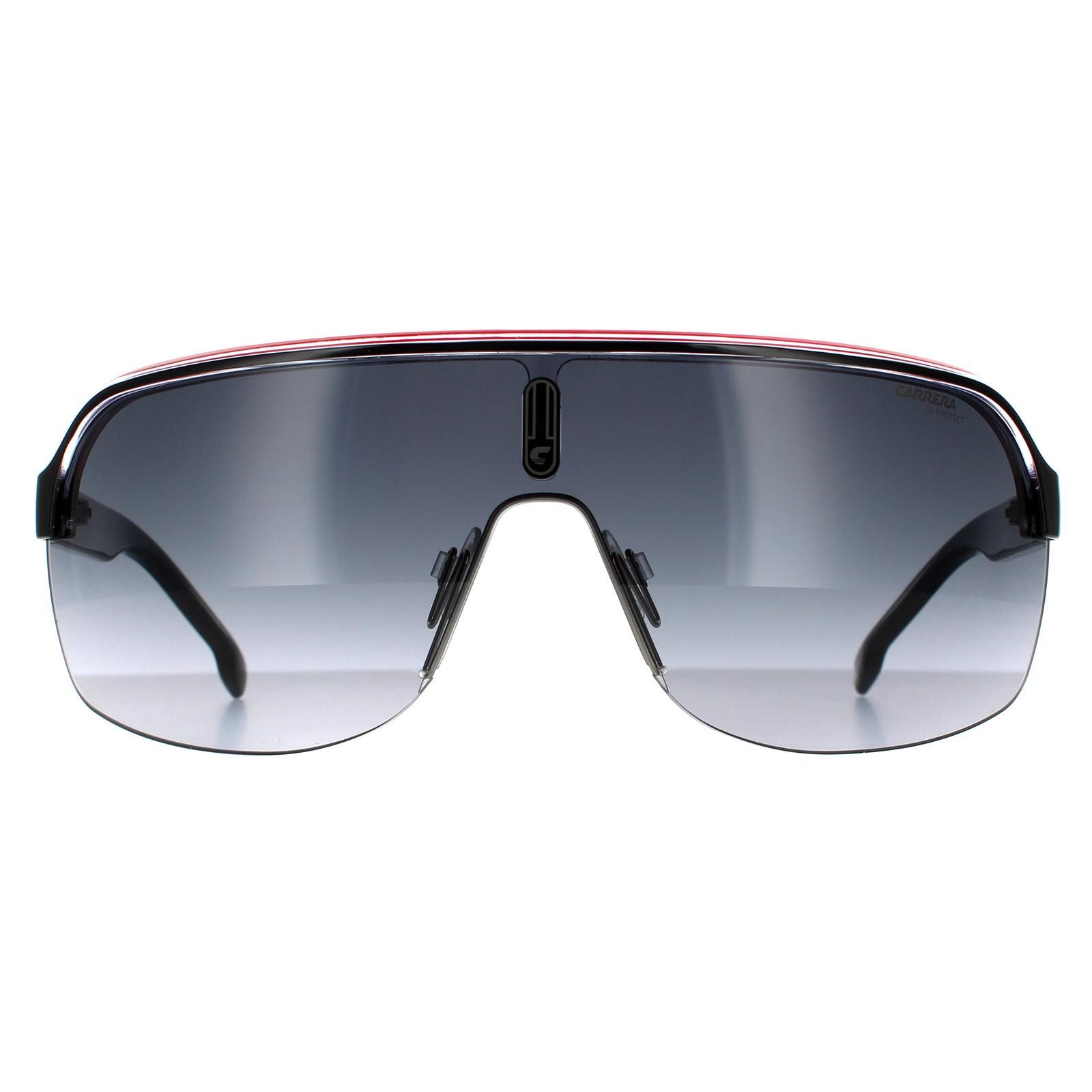 Carrera Shield Black Crystal White Red Dark Grey Gradient Sunglasses image 1