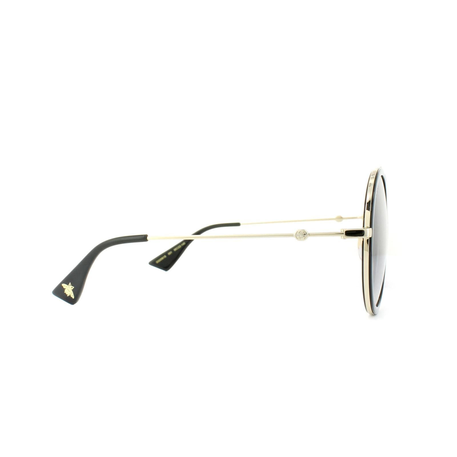 Gucci Round Black Gold Grey Gradient Sunglasses image 4