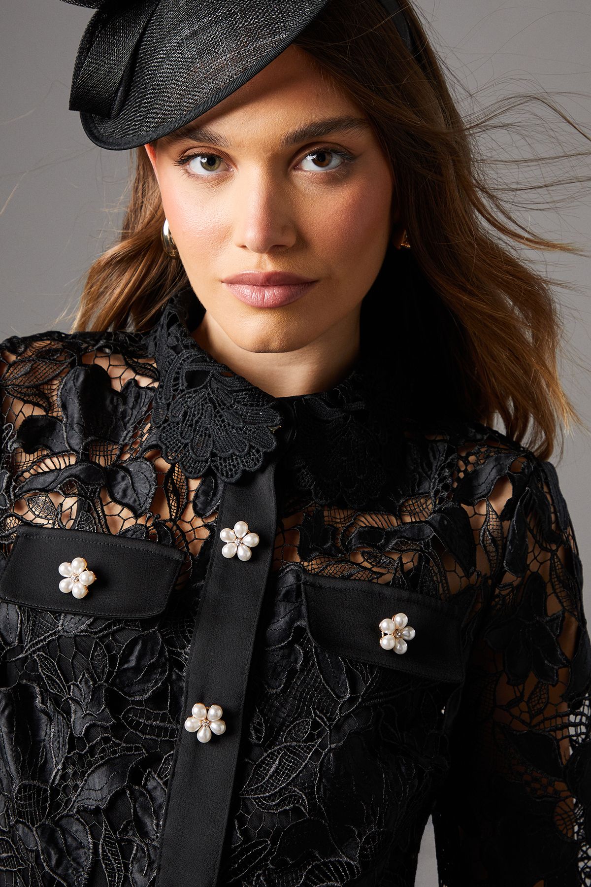 Coast Lace Pearl Button Shirt Black image 4